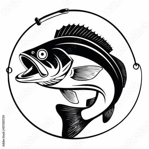 Angler Fish Vector. Black and white Angler Fish Vector Illustration.