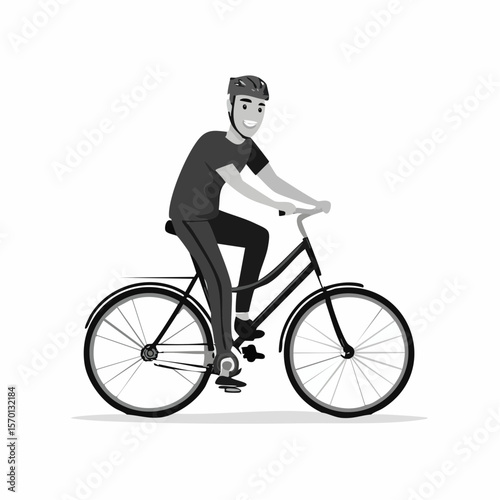 Young Man riding a bicycle image vector isolated on white background.