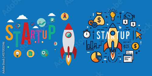This vibrant cartoon vector illustration depicts a rocket spaceship soaring through space towards a star, a perfect symbol for business concept design or a cheerful Christmas card decoration