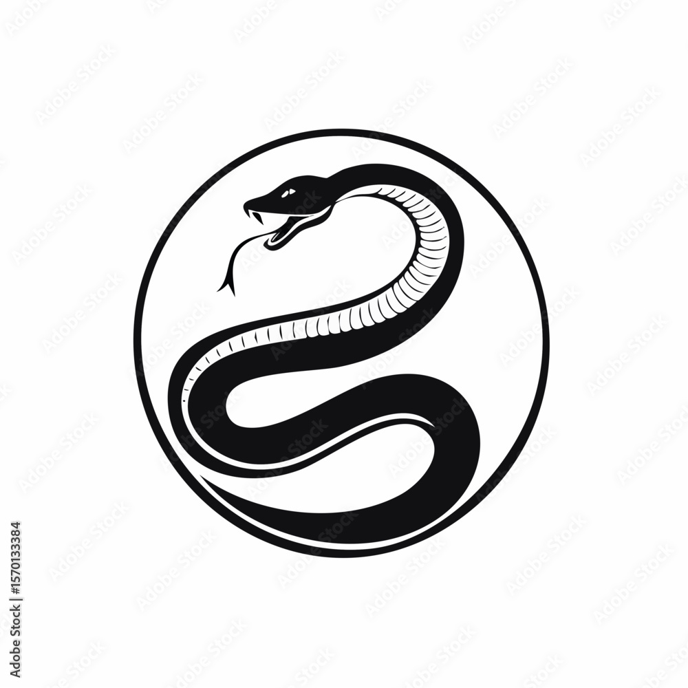 Fototapeta premium Mamba snake logo design template illustration on white background.