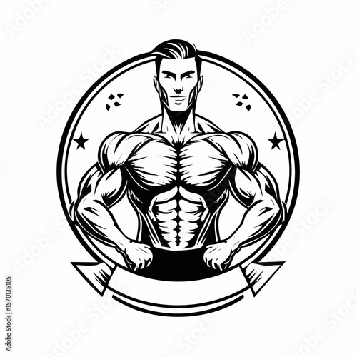 Bodybuilding Logo Vectors and Illustrations  isolated on white background.