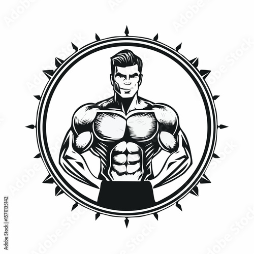 Bodybuilding Logo Vectors and Illustrations  isolated on white background.
