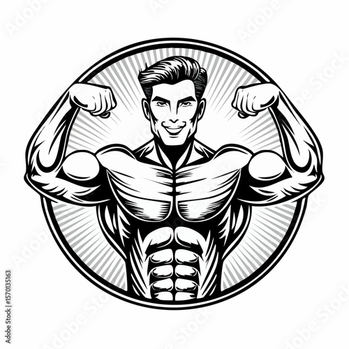 Bodybuilding Logo Vectors and Illustrations  isolated on white background.