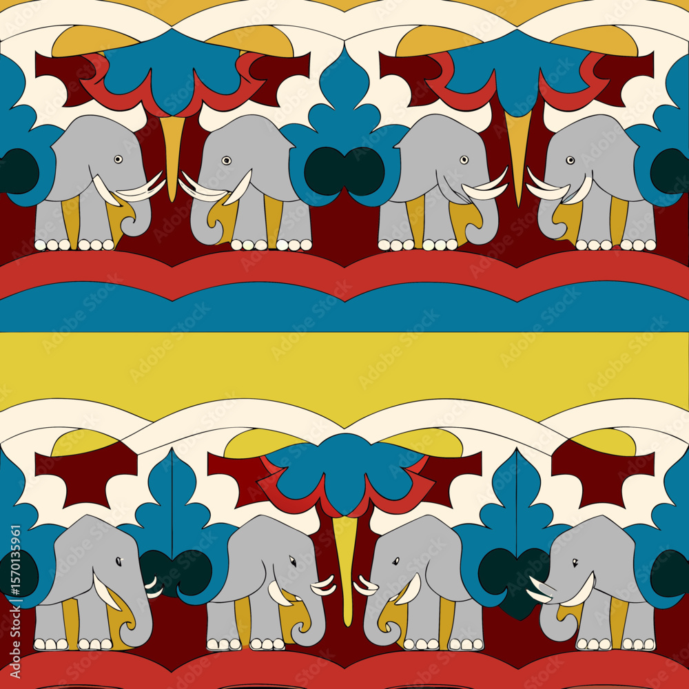 Fototapeta premium seamless pattern with rainbow and clouds
