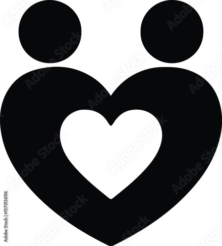 Silhouette couple embracing with heart representing love Vector illustration