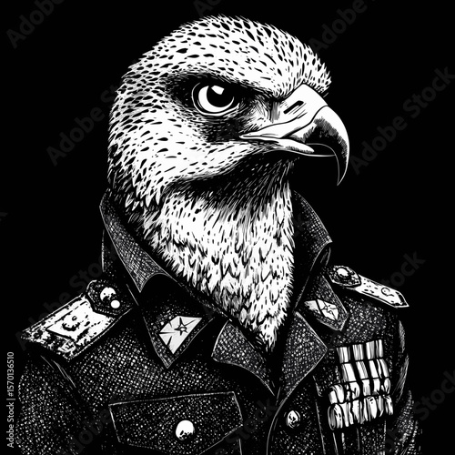 Majestic Bird in Military Uniform