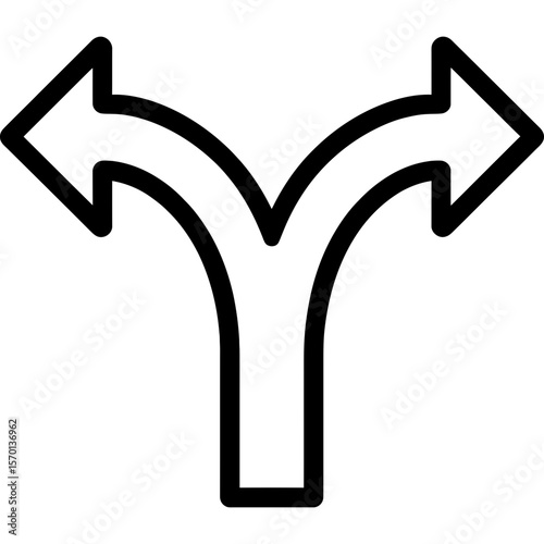 Split arrow branching direction outline icon vector
