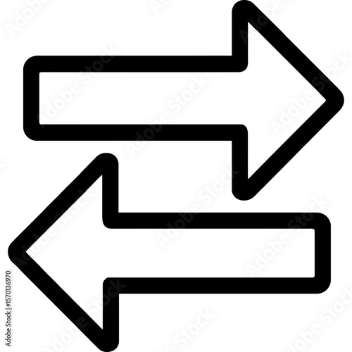 Double arrow bidirectional indicator outline icon vector