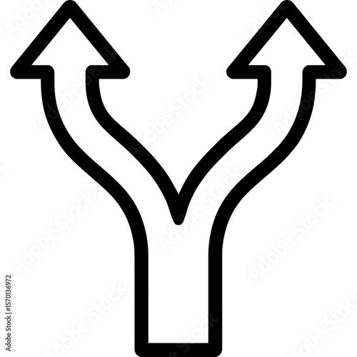Split arrow branching direction outline icon vector