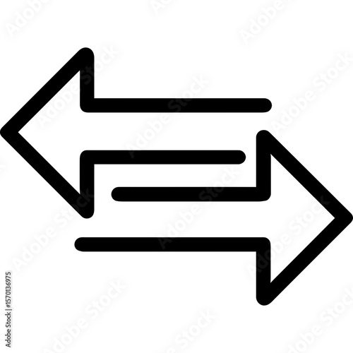 Double arrow bidirectional indicator outline icon vector