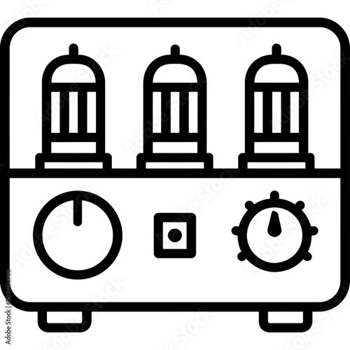 Tube preamp outline icon vector