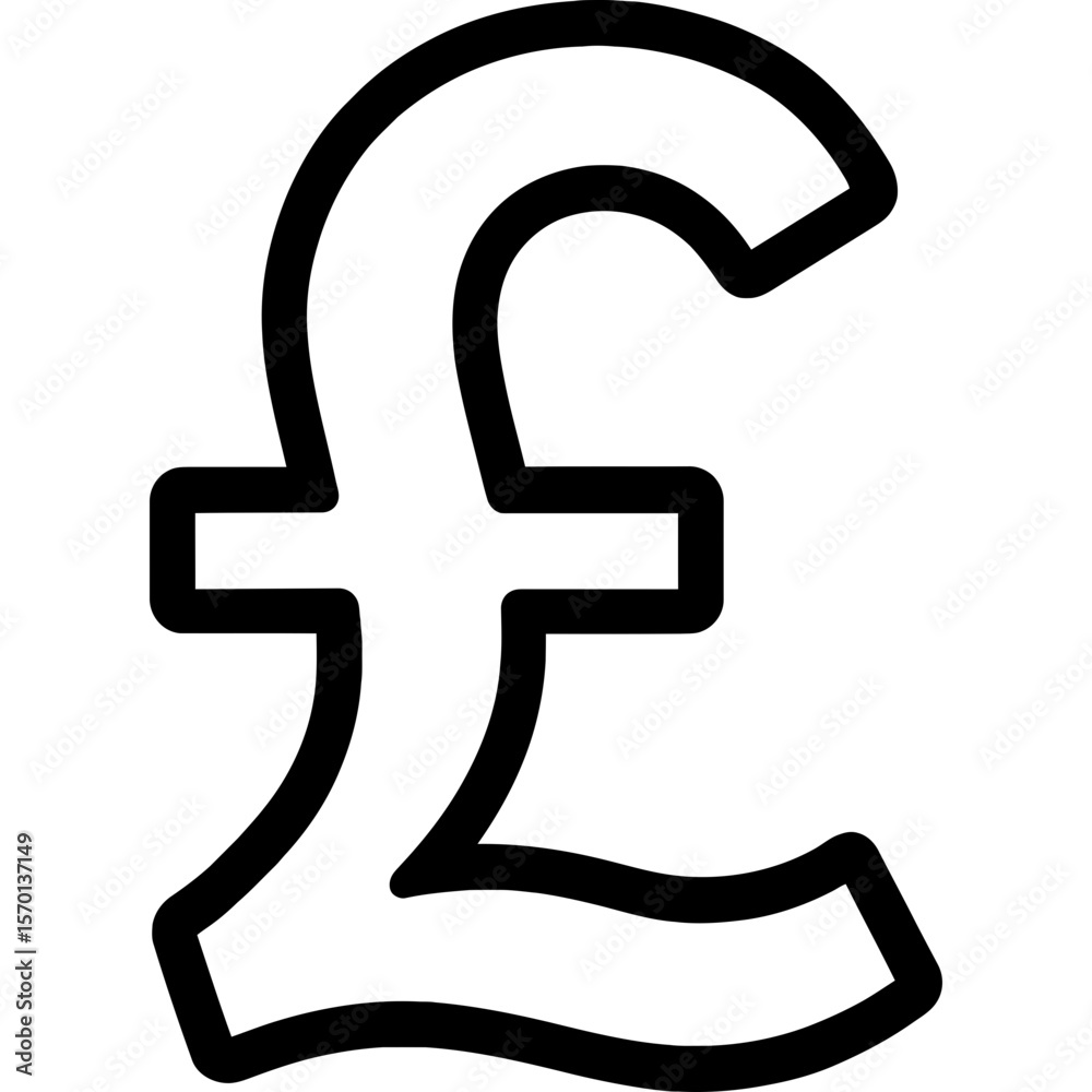 Obraz premium Pound sterling sign outline icon vector