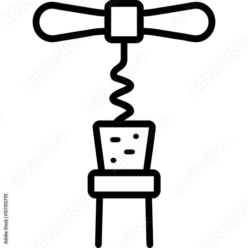 Corkscrew wine opener outline icon vector