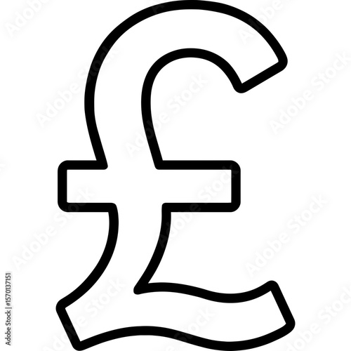 Pound sterling sign outline icon vector