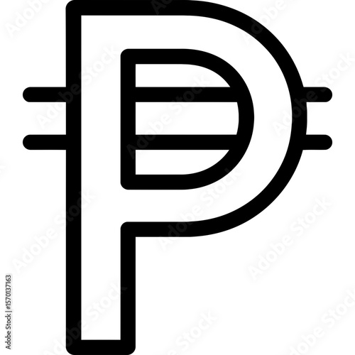 Peso sign outline icon vector