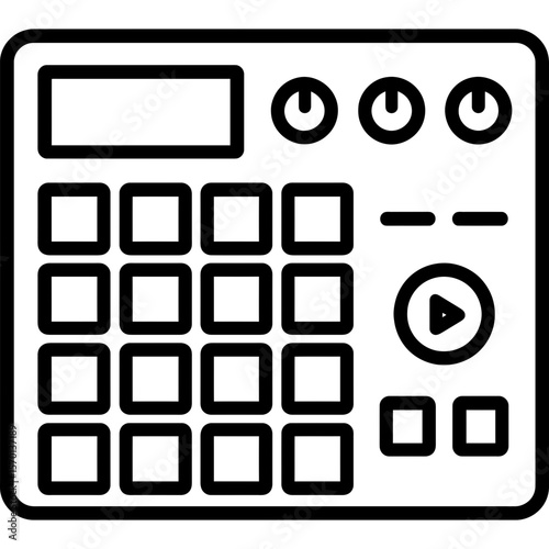 Drum machine outline icon vector