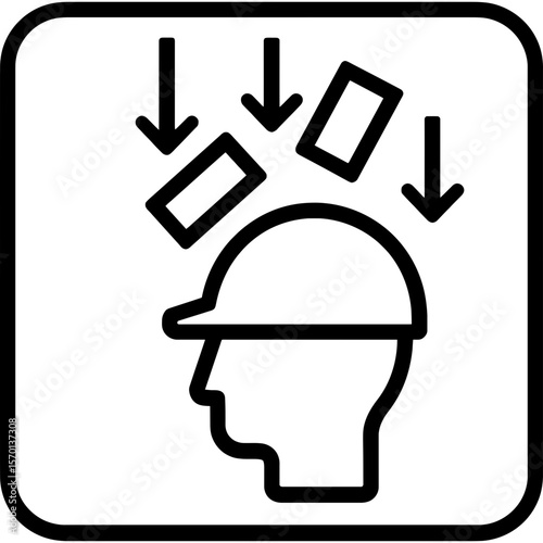 Falling objects hazard outline icon vector