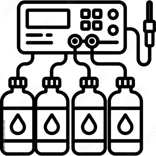 Hydroponic nutrient doser outline icon vector