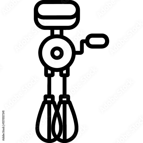 Egg beater with dual whisks outline icon vector