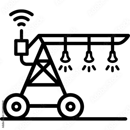 Smart irrigation pivot outline icon vector