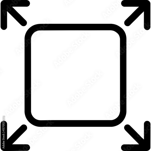 Expanding shape with arrows outline icon vector