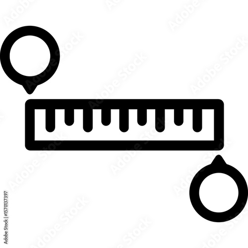 Measuring distance outline icon vector