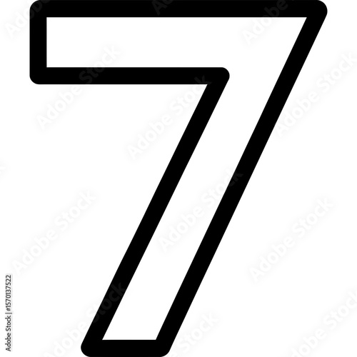 Number seven (7) outline icon vector