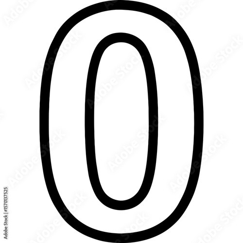 Number zero (0) outline icon vector
