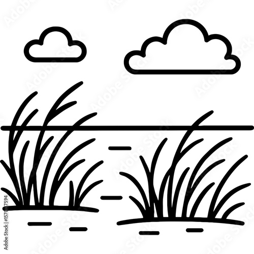 Prairie landscape outline icon vector