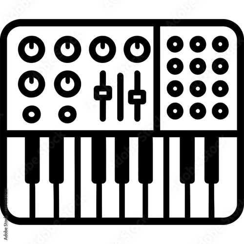 Hardware synthesizer outline icon vector