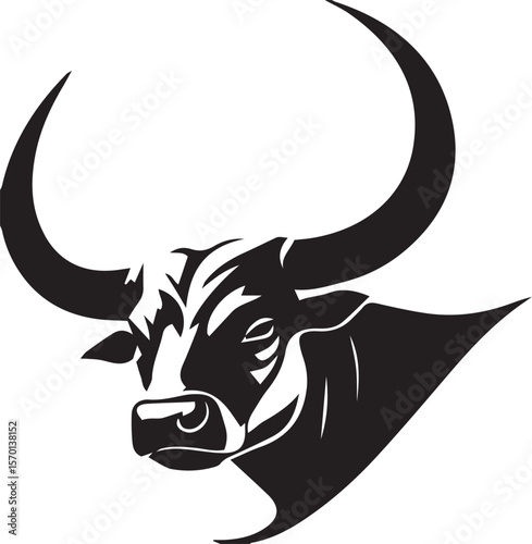 Bold Bull Head with Large Horns