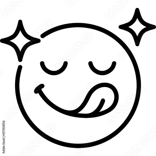 Happy tongue with pleasure indicators outline icon vector