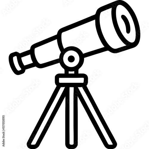 Toy telescope on tripod outline icon vector