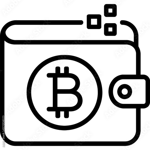 Cryptocurrency wallet outline icon vector