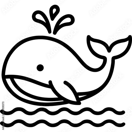 Whale spouting water outline icon vector