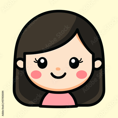 Cute Cartoon Girl Portrait