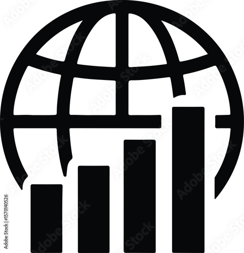 Silhouette global business financial growth chart analytics Vector illustration