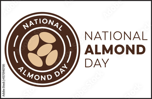 National Almond Day Logo Badge - Vector Brown Celebration Food Holiday Illustration