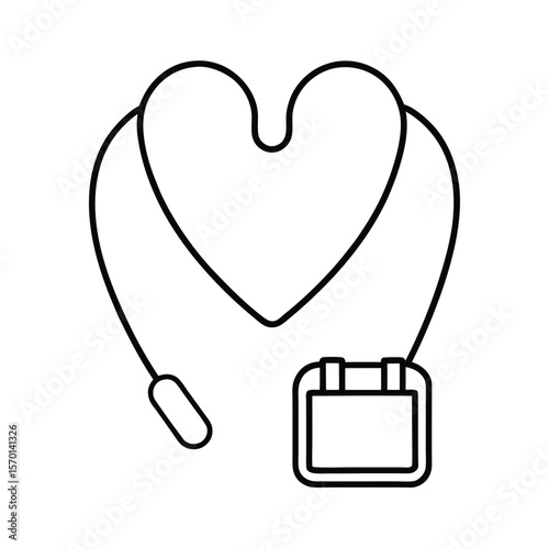 Defibrillator device with paddles flat minimal line art Vector illustration