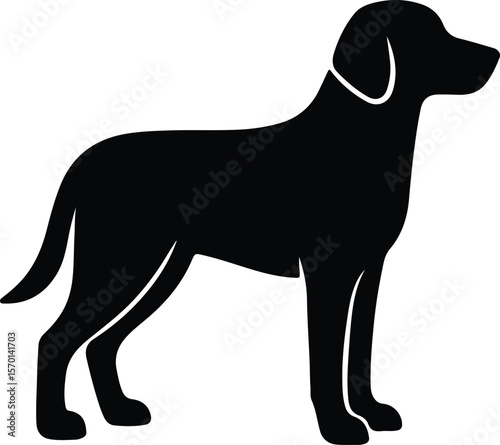 Silhouette labrador retriever standing calmly in profile Vector illustration