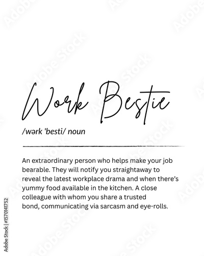 Work Bestie Wall Art – Funny Office Quote, Printable Definition Poster, Farewell Gift for Coworker, Digital Download, Team Gift Idea