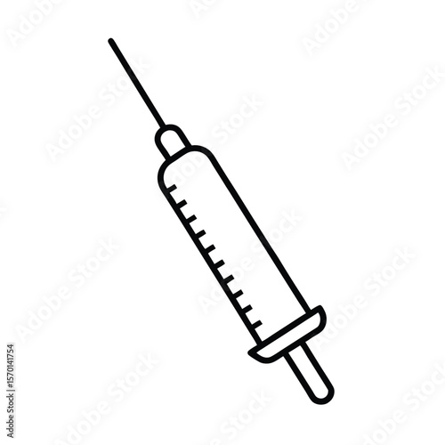 Dental syringe with needle cap sterile line art Vector illustration