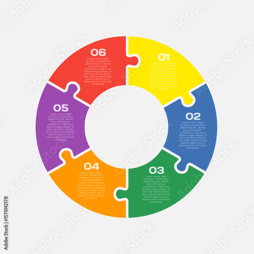 Circle diagram infographic in 6 steps or options