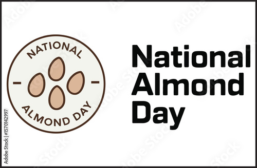 National Almond Day Logo Badge - Vector Brown Celebration Food Holiday Illustration