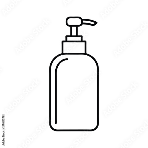 Hand sanitizer bottle pump cap clean line art Vector illustration