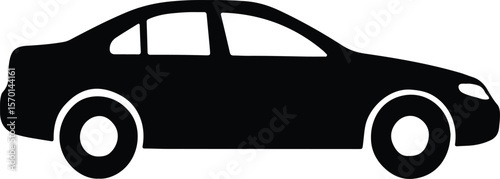 Silhouette sedan car automotive vehicle transportation black white Vector illustration
