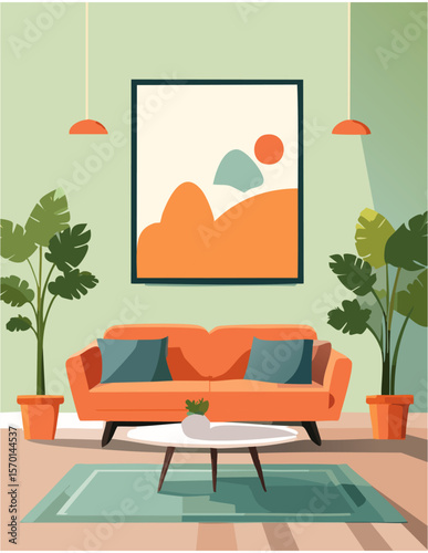 Mockup poster frame in minimalist interior
