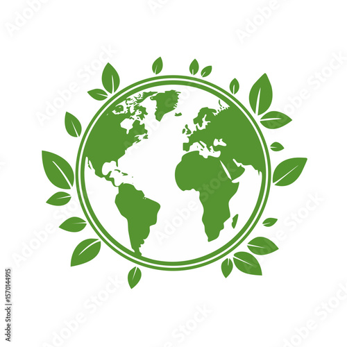 Ecological Earth globe with green leaves Concept illustration for eco friendly environment conservation and nature protection