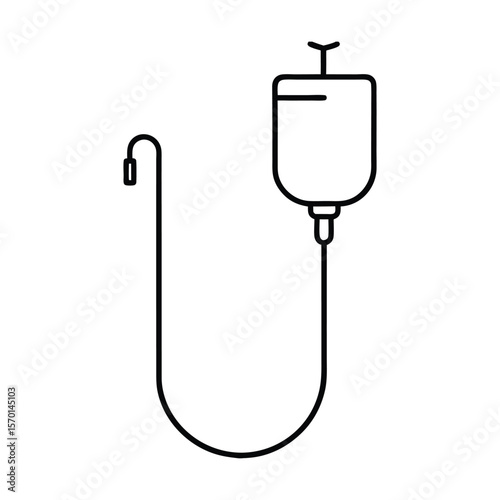IV infusion set flow regulator surgical line art Vector illustration