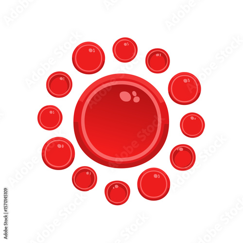Geometric Red Circle Array on Black Backdrop Simple Composition Graphic Design Element Illustration Red Dot Pattern Grouped in Circular Form
